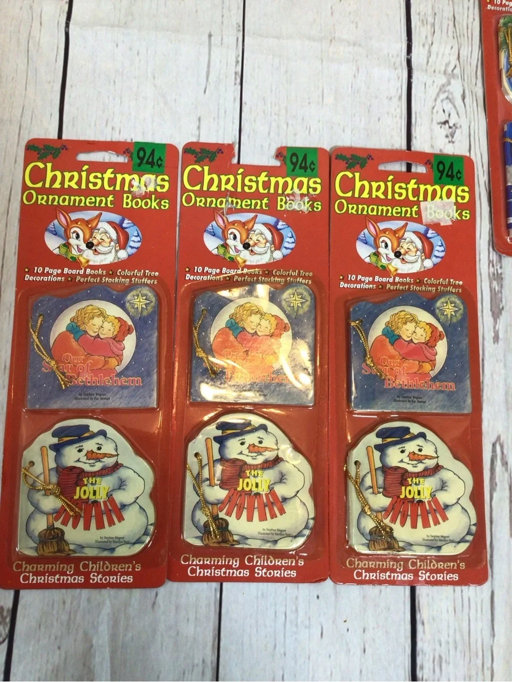 Vintage 1993 Christmas Ornament Books Lot 12 Mini Board Books Sealed Holiday